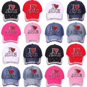 “I Love Jesus” Rhinestone Baseball Cap